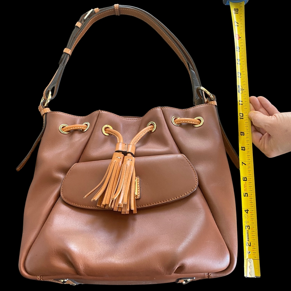 Dooney and Bourke Brown Leather Drawstring Bucket Bag/Purse, Excellent Condition - Picture 8 of 10